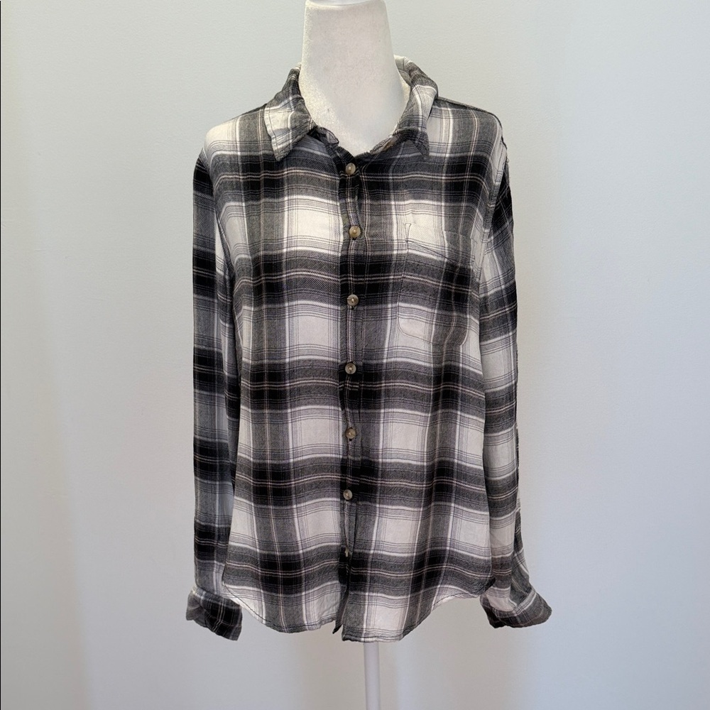 LUCKY BRAND women’s  Black and White Plaid Shirt Sz Xs